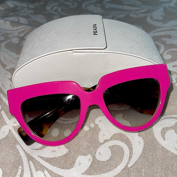 PRADA | Authentic POEME Sunglasses Cat Eye Neon Pink Tortoise - Picture 3 of 15